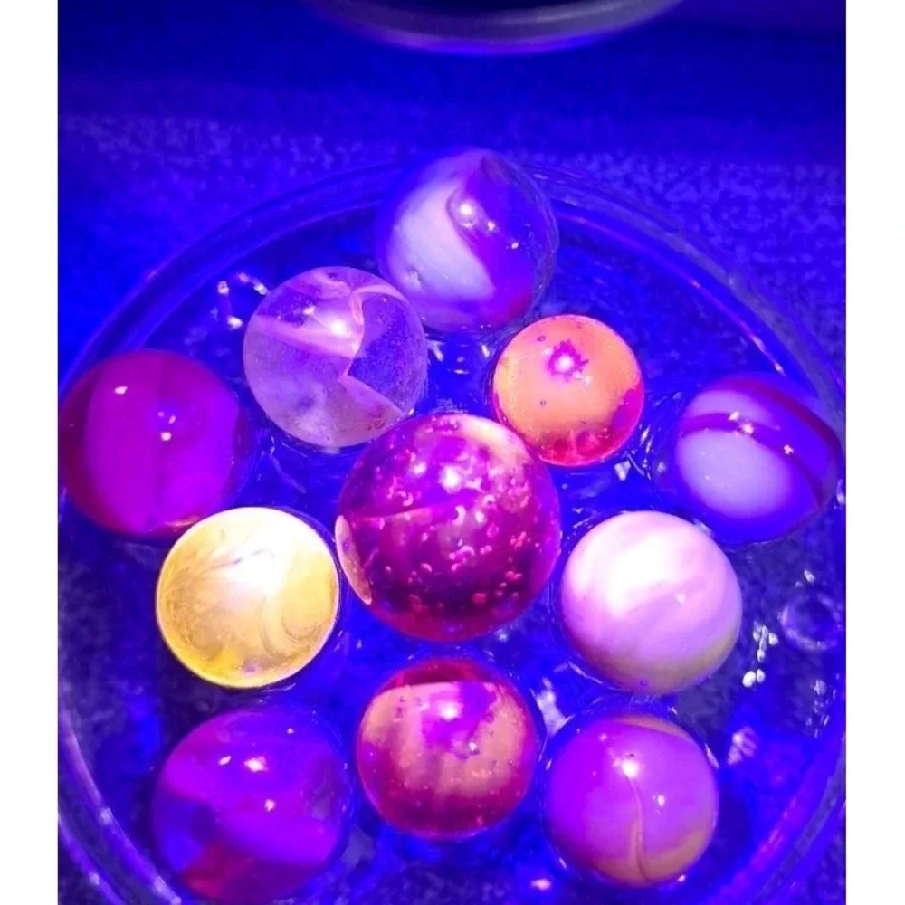 Lot Of 11 Estate Sale Marbles All Orange UV Reactive